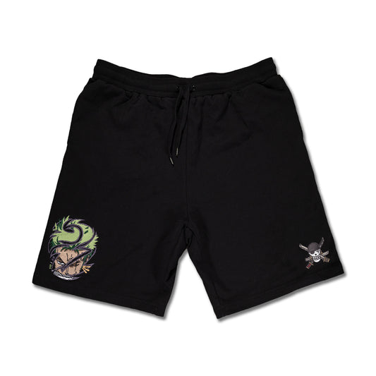 3 Sword Style Embroidered Black Sweat Shorts (Ready to Ship)
