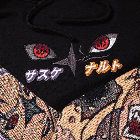Crude Double Sleeve Embroidered Black Hoodie (M)