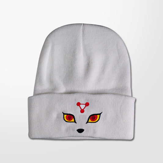 Divine Dog Embroidered White Beanie (Ready to Ship)