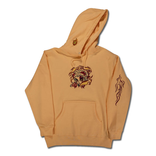 Flame Pillar Embroidered Light Yellow Hoodie (Ready to Ship)