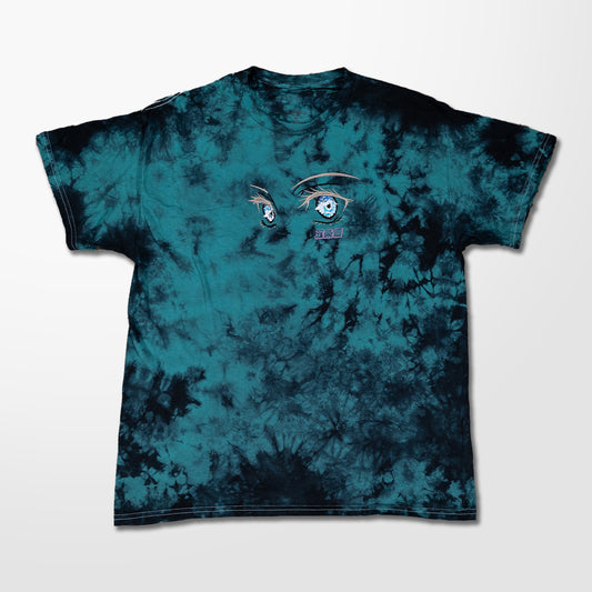 Six Eyes Embroidered Teal Tie-Dye Tee (Ready to Ship)