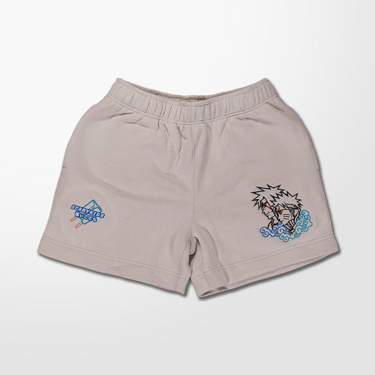 Toad Sage Embroidered Bone Track Shorts (Ready to Ship)